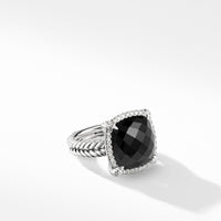 Chatelaine® Pave Bezel Ring with Black Onyx and Diamonds 1