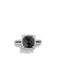 Chatelaine Pave Bezel Ring with Black Onyx and Diamonds, 9mm