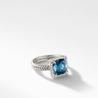 Chatelaine Pave Bezel Ring with Hampton Blue Topaz and Diamonds, 9mm