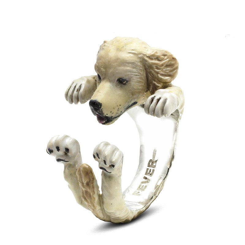 Sterling Silver Enamel Golden Retriever Hug Ring