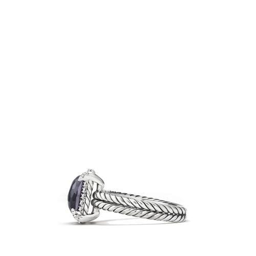 Chatelaine® Pave Bezel Ring with Black Orchard and Diamonds, 9mm