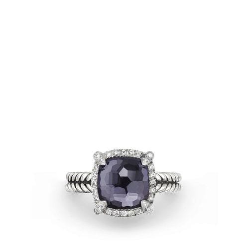 Chatelaine® Pave Bezel Ring with Black Orchard and Diamonds, 9mm