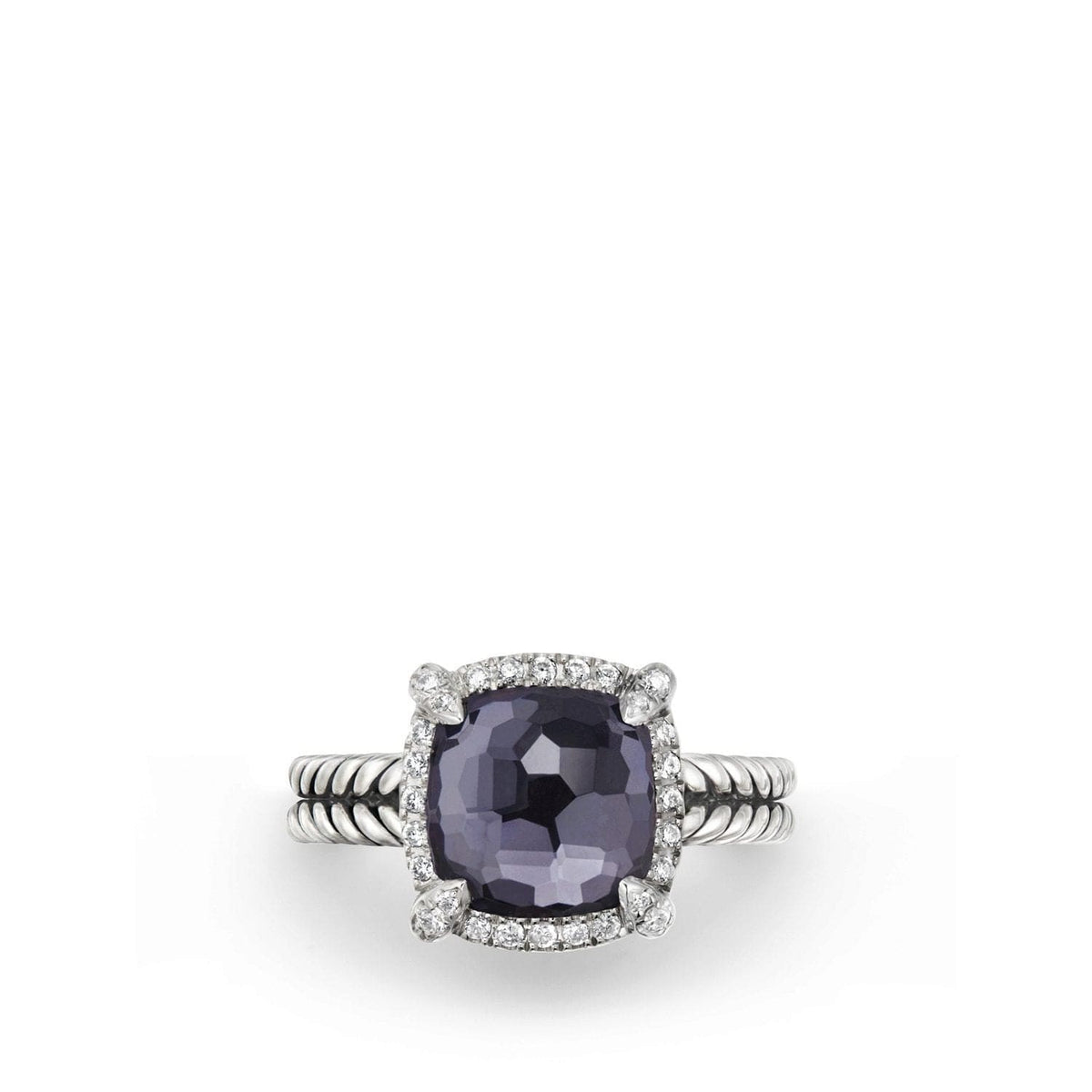 Chatelaine® Pave Bezel Ring with Black Orchid and Diamonds mm