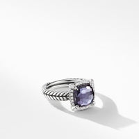 Chatelaine® Pave Bezel Ring with Black Orchard and Diamonds, 9mm