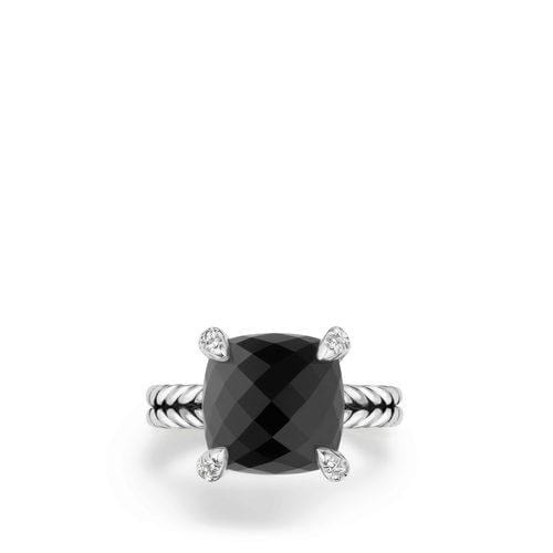 Chatelaine® Ring with Black Onyx and Diamonds, 11mm