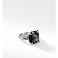 Chatelaine® Ring with Black Onyx and Diamonds, 14mm