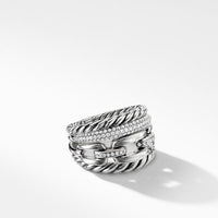 Wellesley Four-Row Ring with Diamonds, 16.5mm