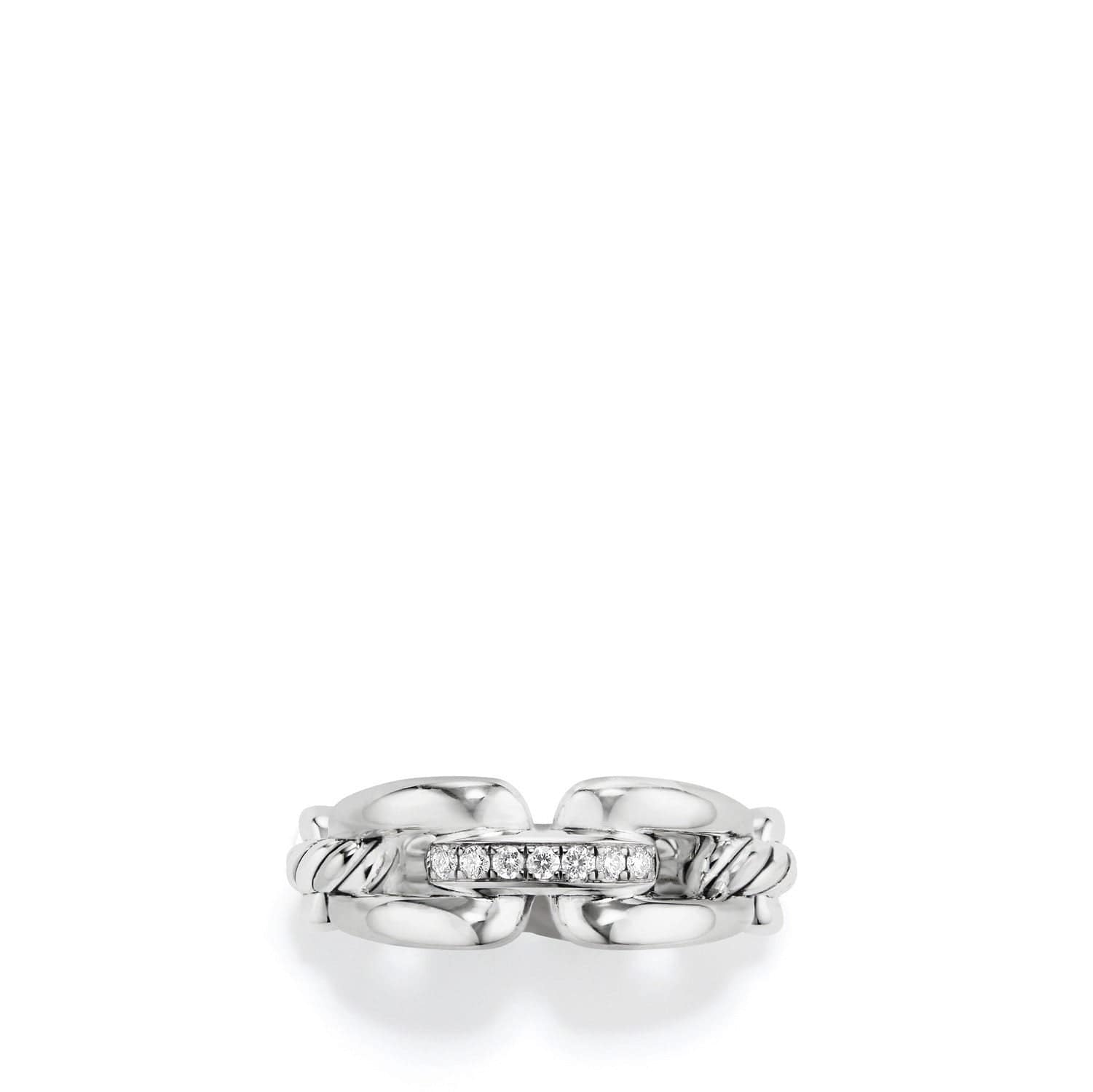 Wellesley Link Chain Ring with Diamonds