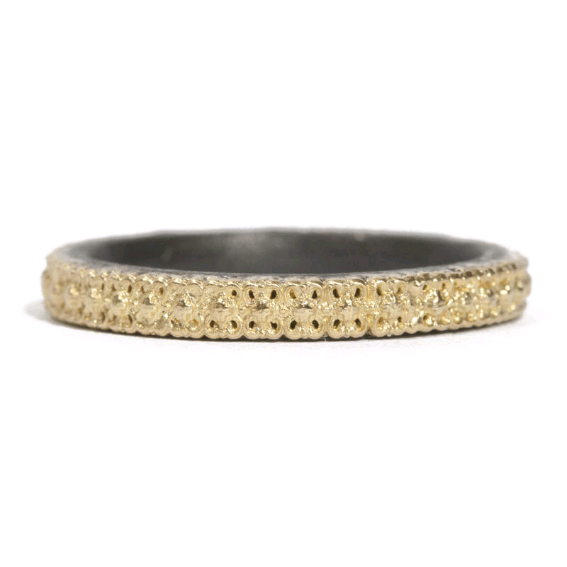 18K Yellow and Sterling Silver Stackable Band