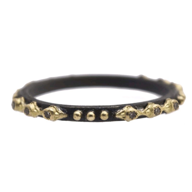 18K Yellow Gold and Sterling Silver Crivelli Diamond Ring