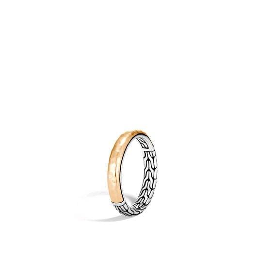 Classic Chain Hammered 18K Gold & Silver Band Ring