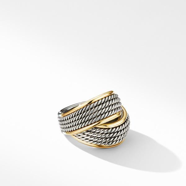 DY Origami Crossover Ring with 18K Yellow Gold
