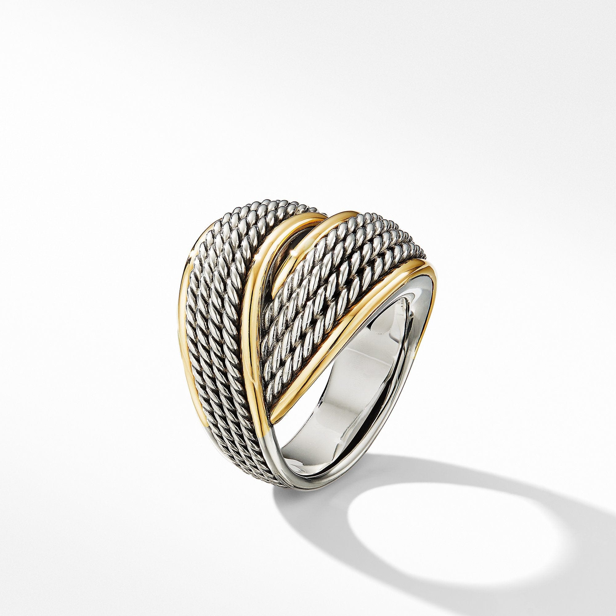 DY Origami Crossover Ring with 18K Yellow Gold