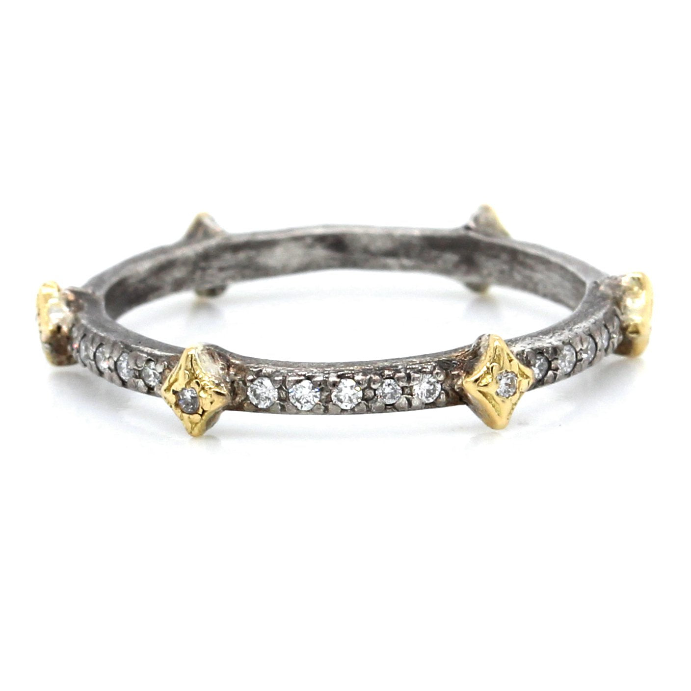 18K Yellow Gold and Sterling Silver Crivelli Diamond Ring