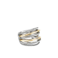 Crossover Wide Ring with 18K Yellow Gold