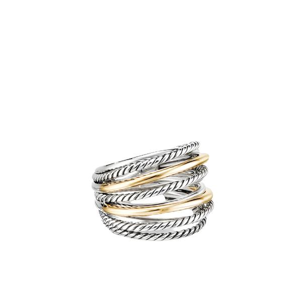Crossover Wide Ring with 18K Yellow Gold