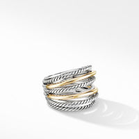 Crossover Wide Ring with 18K Yellow Gold