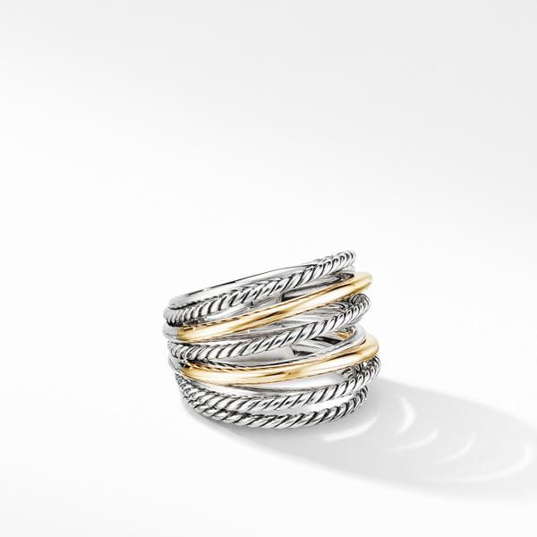 Crossover Wide Ring with 18K Yellow Gold