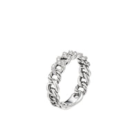 Belmont Curb Link Narrow Ring with Pavé Diamonds