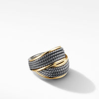 DY Origami Crossover Ring in Blackened Silver