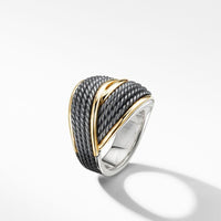 DY Origami Crossover Ring in Blackened Silver