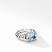 Novella Ring with Blue Topaz and Pavé Diamonds