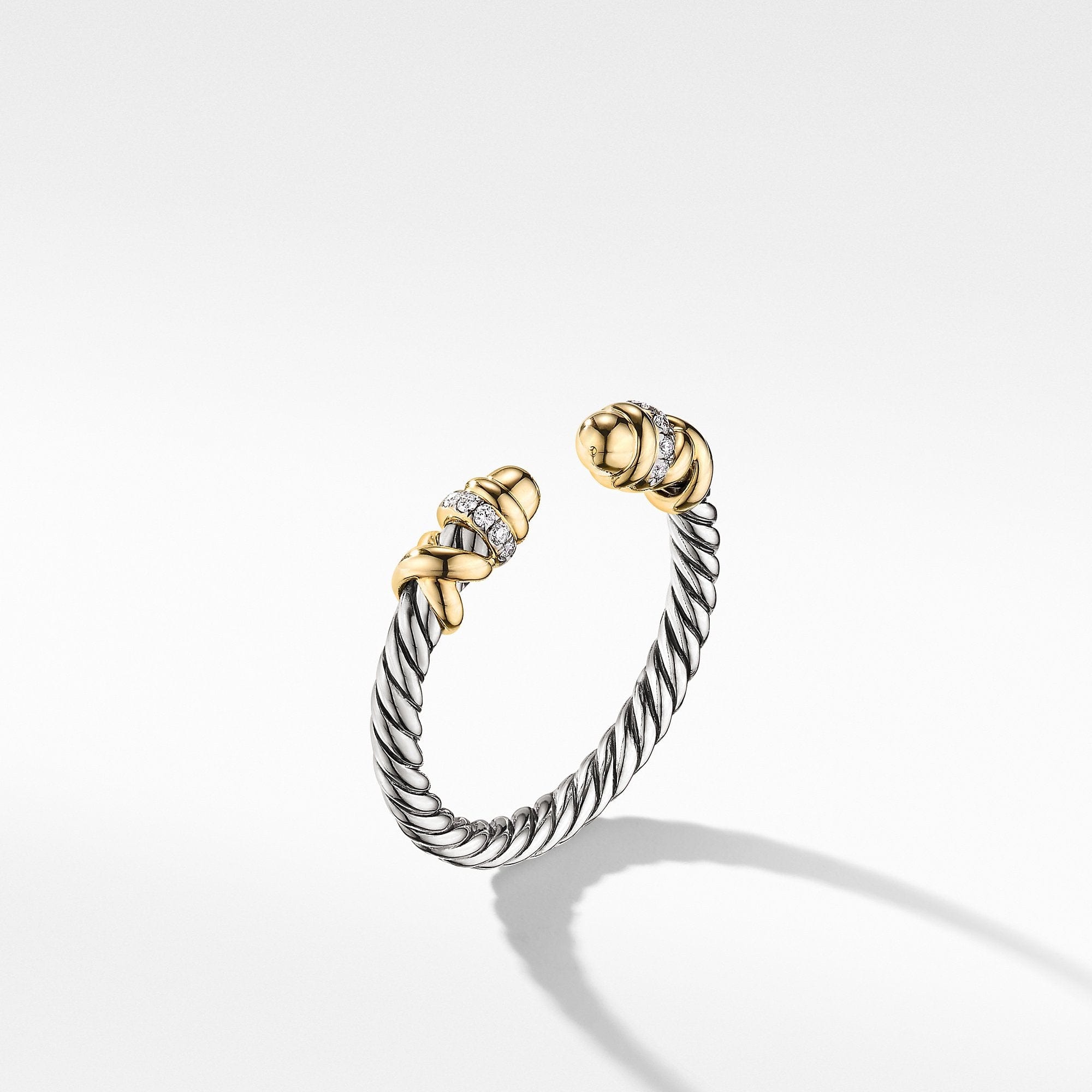 Petite Helena Open Ring with 18K Yellow Gold Domes and Diamonds