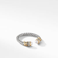 Petite Helena Open Ring with Pearls, 18K Yellow Gold and Diamonds
