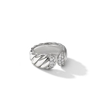 Sculpted Cable Ring with Pavé Diamonds