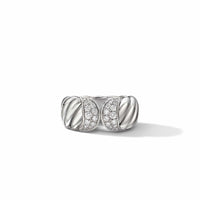 Sculpted Cable Ring with Pavé Diamonds