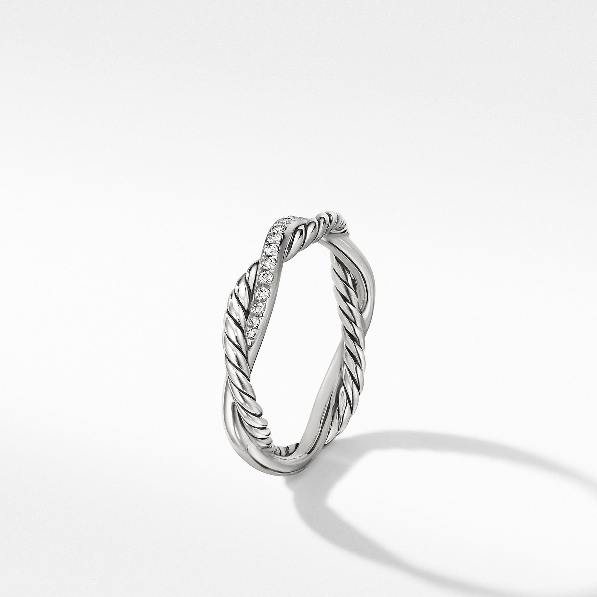 Petite Infinity Twisted Ring with Pavé Diamonds