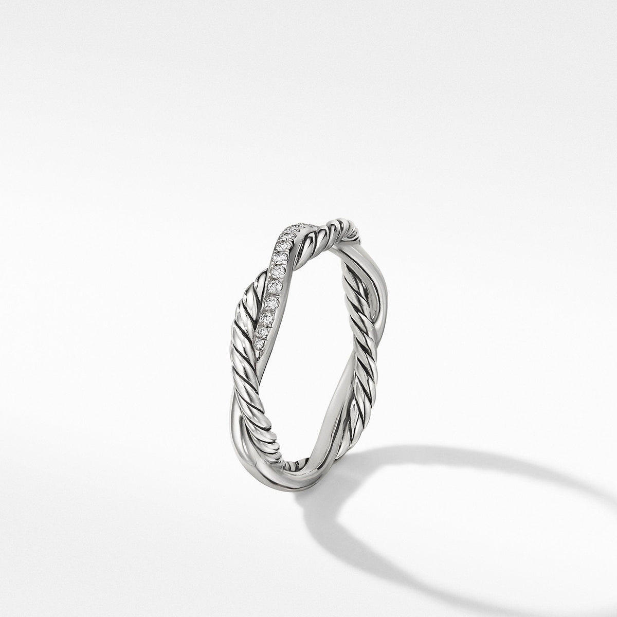 Petite Infinity Twisted Ring with Pavé Diamonds