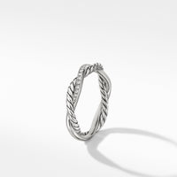 Petite Infinity Twisted Ring with Pavé Diamonds