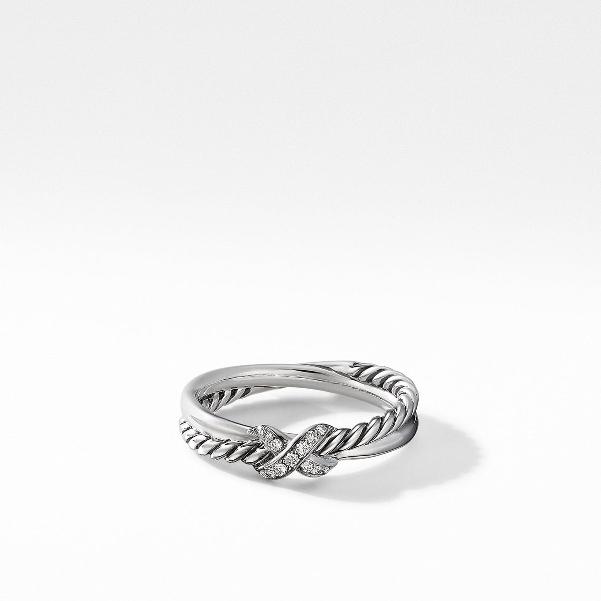 Petite X Ring with Pavé Diamonds