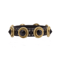 Armenta Sterling Silver and 18K Yellow Gold Rose Cut Black Diamond Band