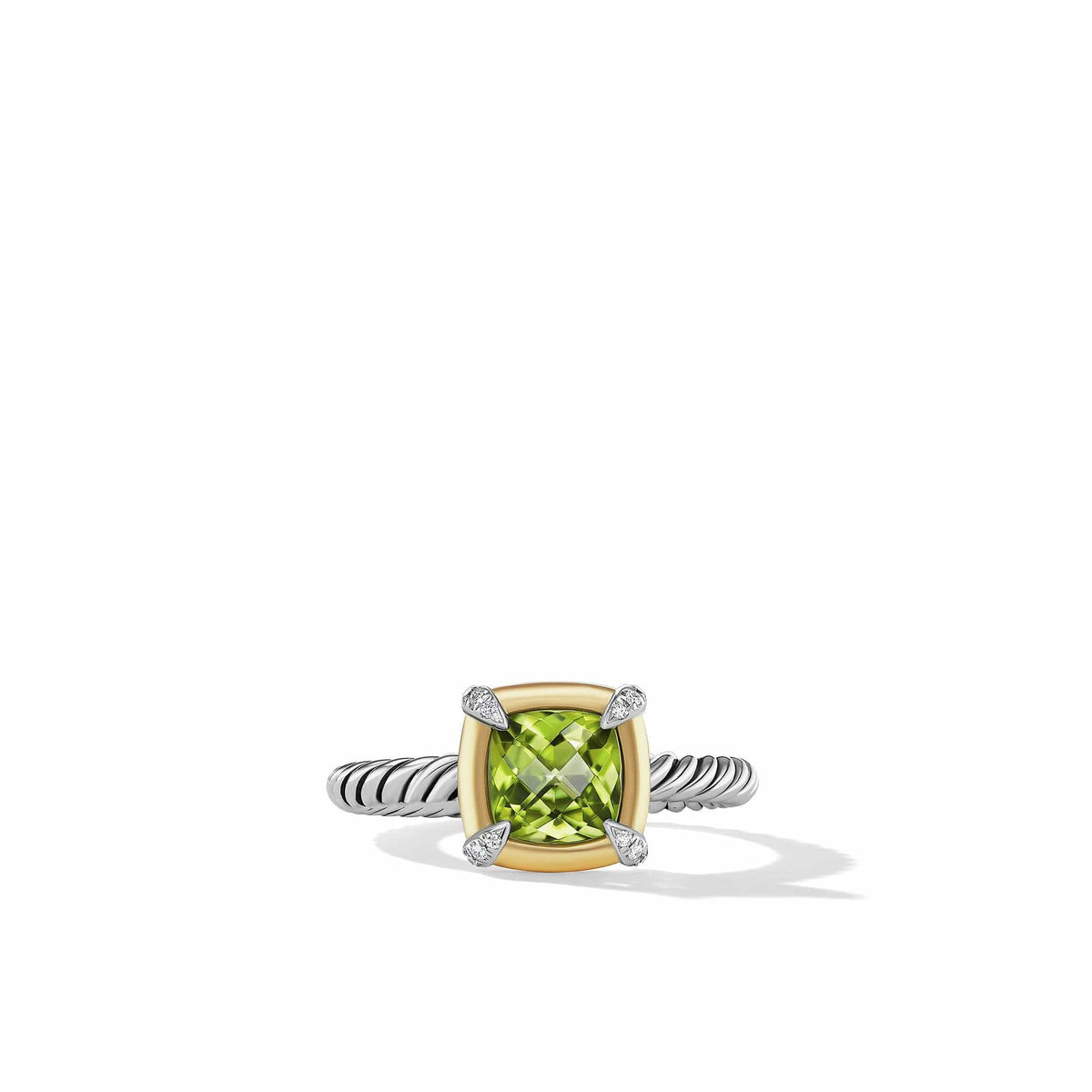 Petite Chatelaine® Ring with Peridot, 18K Yellow Gold Bezel and Pavé Diamonds