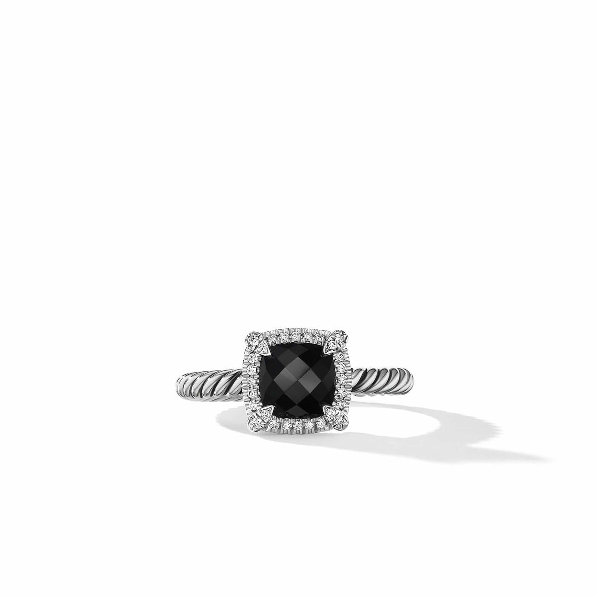 Petite Chatelaine® Pavé Bezel Ring with Black Onyx and Diamonds