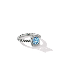 Petite Chatelaine® Pavé Bezel Ring with Blue Topaz and Diamonds