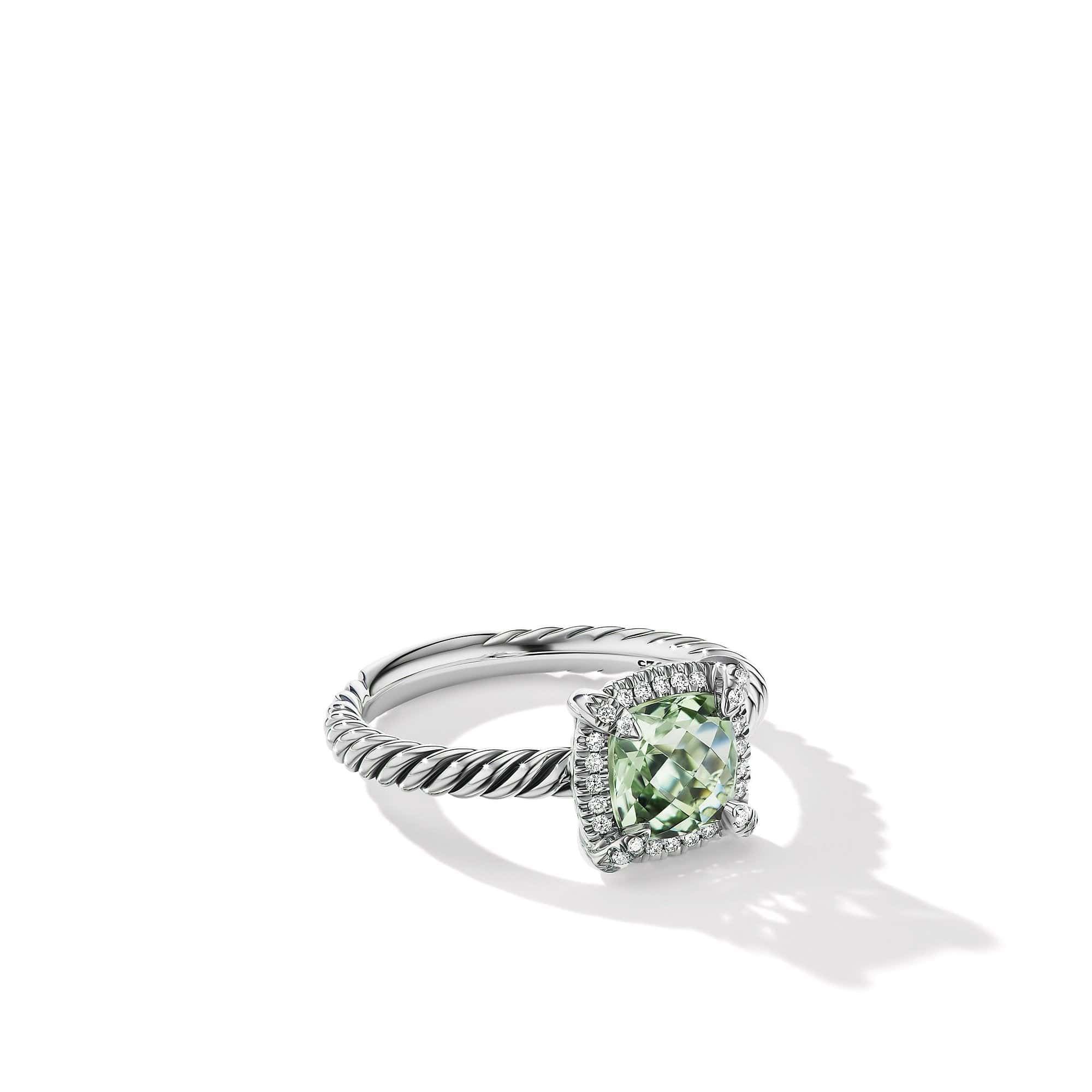 Petite Chatelaine® Pavé Bezel Ring with Prasiolite and Diamonds