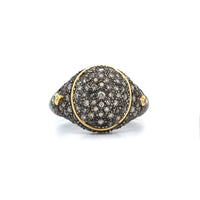 Sterling Silver and 18K Yellow Gold Pave Champagne Diamond Ring