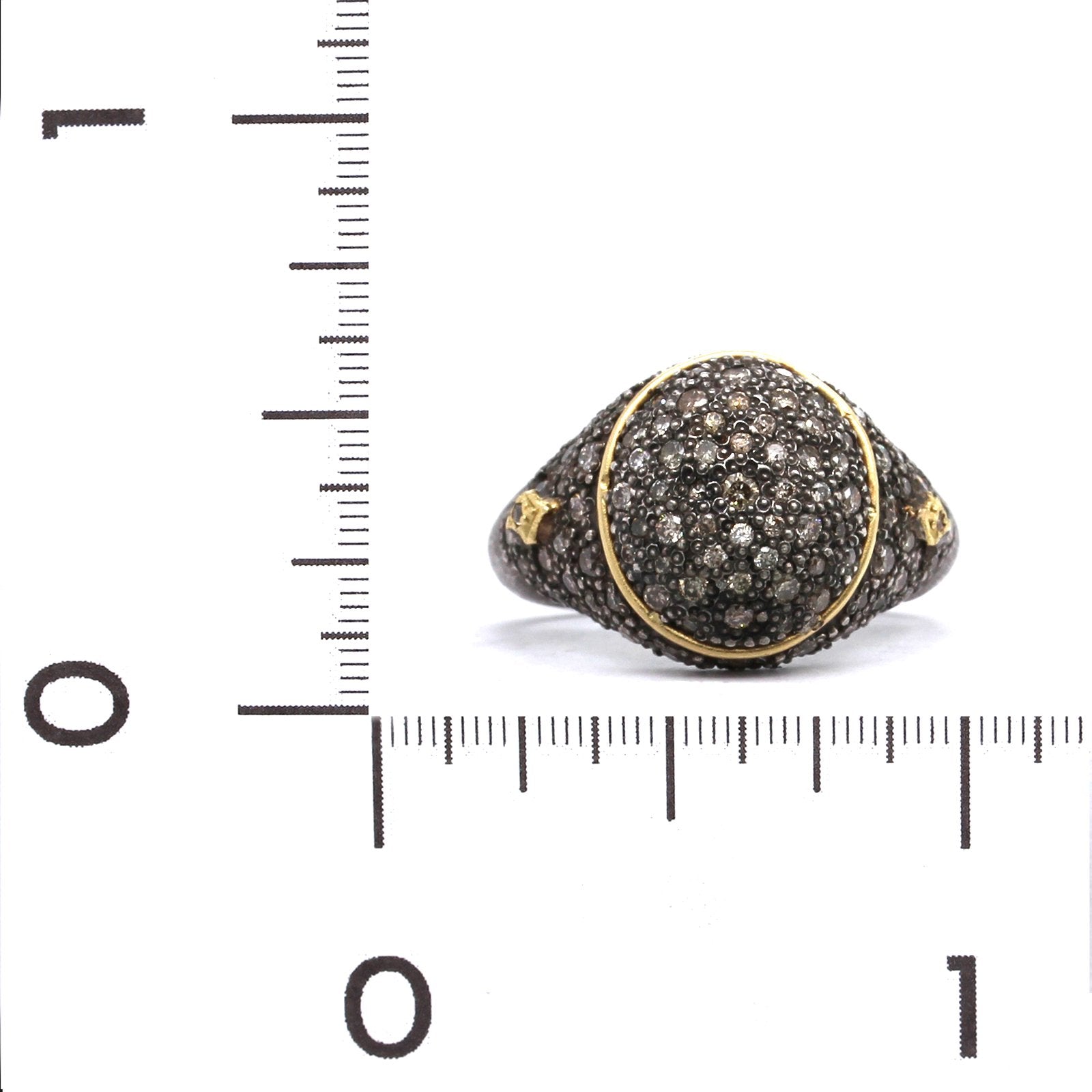 Armenta Sterling Silver and 18K Yellow Gold Pave Champagne Diamond Ring