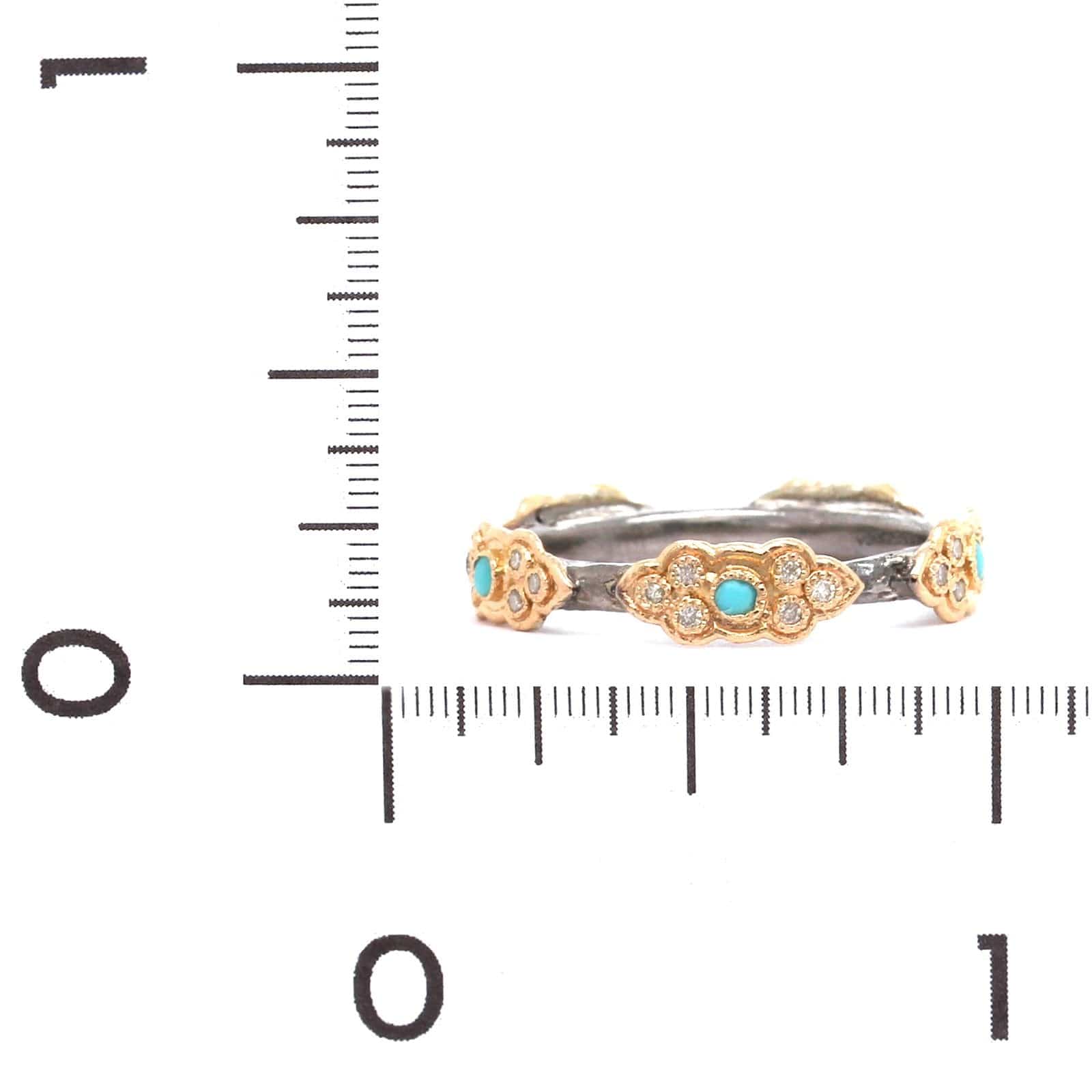 Armenta Sterling Silver and 14K Yellow Gold Turquoise and Diamond Ring