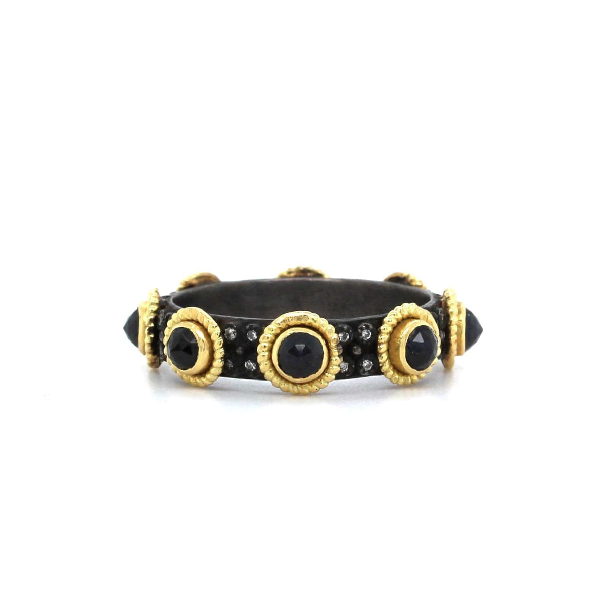 Sterling Silver and 18K Yellow Gold Sapphire and Diamond Ring