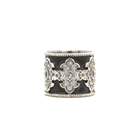 Sterling Silver Wide Diamond and Sapphire Ring
