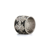 Armenta Sterling Silver Wide Diamond and Sapphire Ring