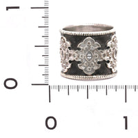 Armenta Sterling Silver Wide Diamond and Sapphire Ring