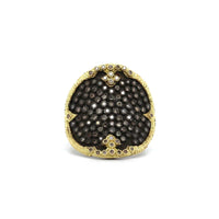 Sterling Silver and 18K Yellow Gold Pave Champagne Diamond Ring