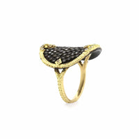 Armenta Sterling Silver and 18K Yellow Gold Pave Champagne Diamond Ring