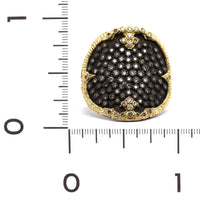 Armenta Sterling Silver and 18K Yellow Gold Pave Champagne Diamond Ring