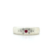 Adel Chefridi Sterling Silver with Satin Finish Ruby Ring